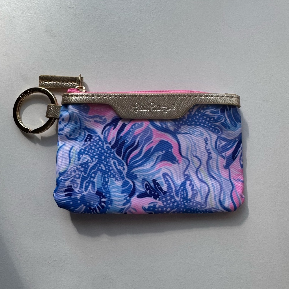 Lilly Pulitzer Pink, Blue & Gold Patterned Cosmetic Wristlet - Picture 3 of 4